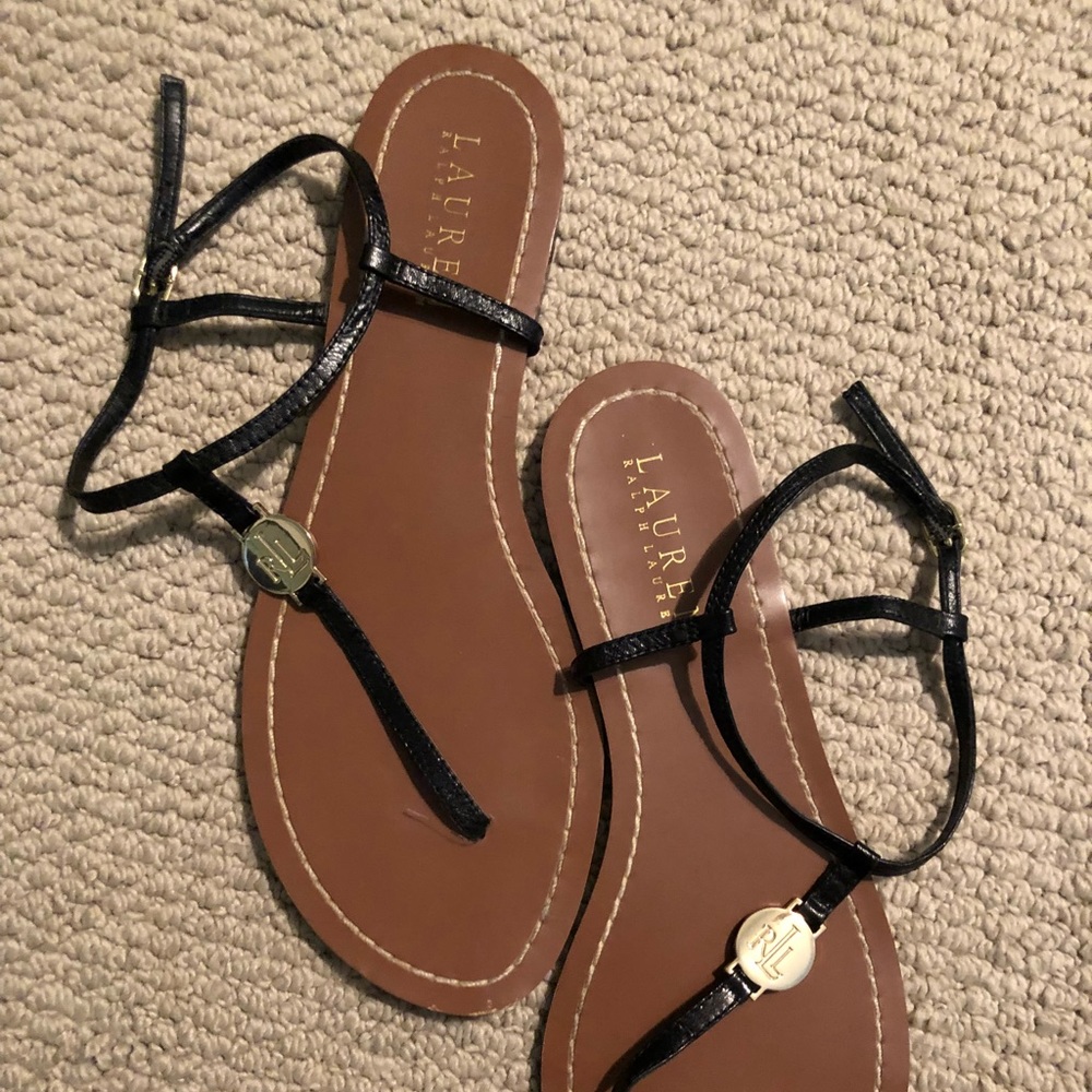 Ralph Lauren Black Strap Sandals Size 8B